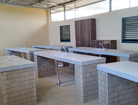 Students in a laboratory lesson at St Joseph Integrated Secondary School